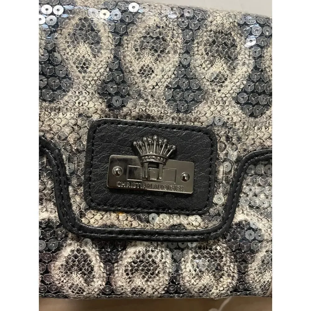 Christian Audigier Snake Clutch Magnetic Closure Python Envelope Purse